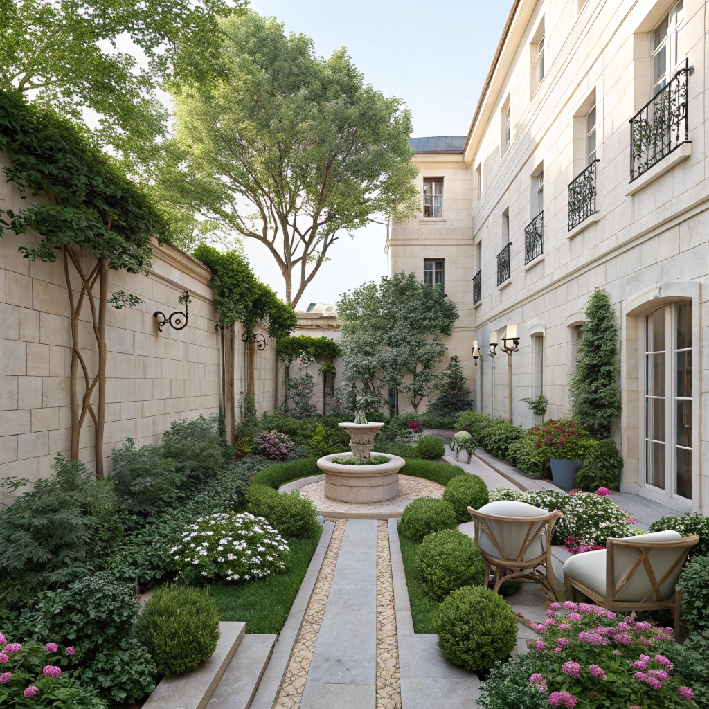 Garden courtyard with elegant residential design