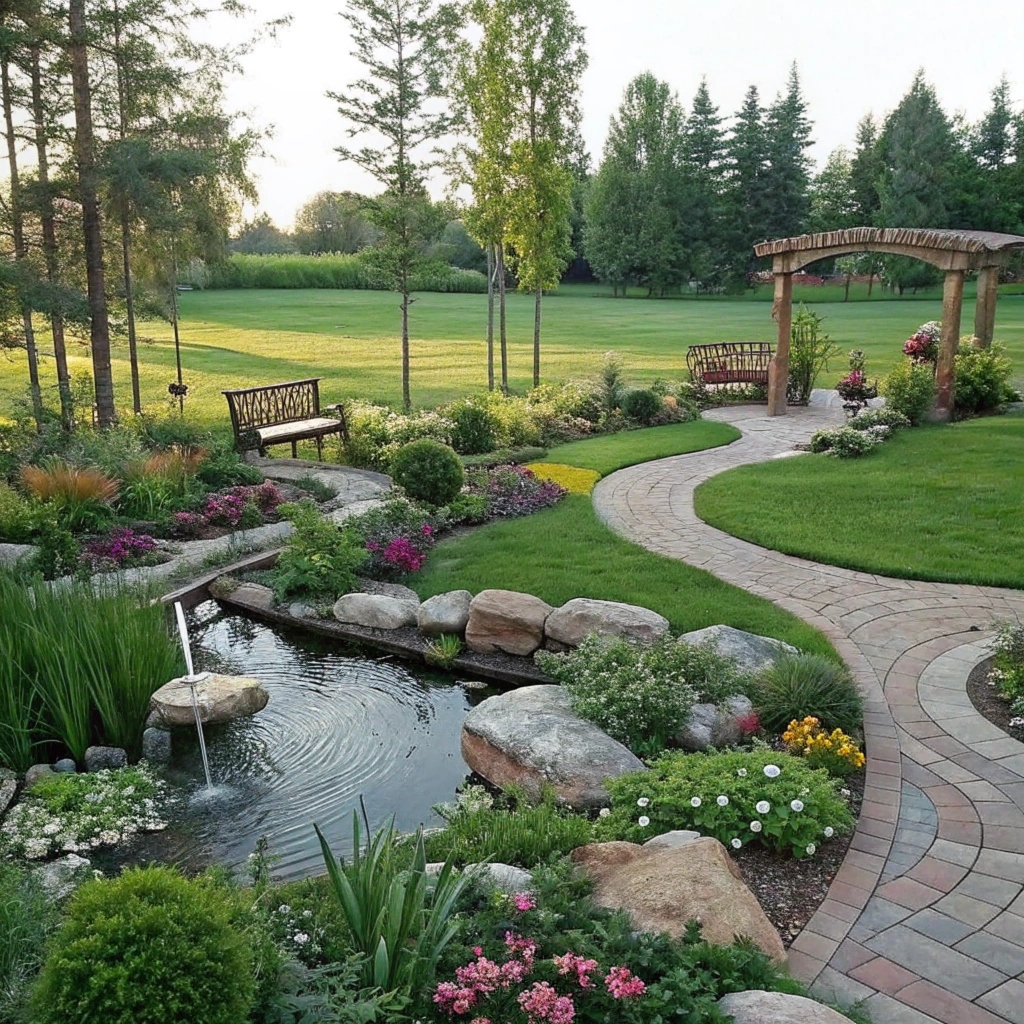 Thoughtful landscape design with natural elements